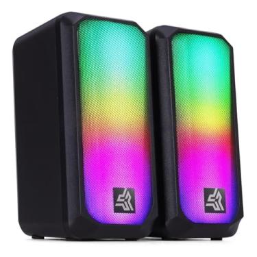 Imagem de Caixa de Som RGB para PC, Alto-falantes Estéreo USB com LED, Subwoofer para Notebook e Desktop