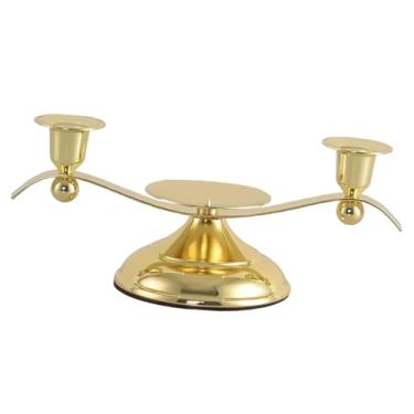 Imagem de WeiLaiKeQi Suporte de vela candelabro centro de mesa castiçal de metal nórdico suporte de vela para decoração de aniversário lareira, Ouro