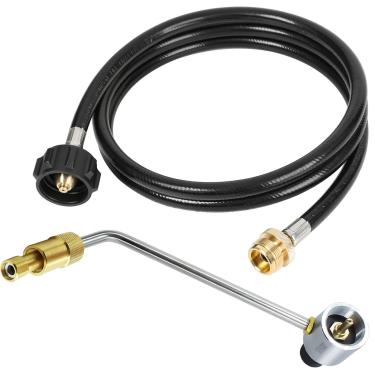 Imagem de MCAMPAS Adaptador De Mangueira Propano Com Regulador 6 Pés - Compatível Fogões Jetboil Genesis 2 Bocas E A Gás Dobráveis, Tanque Substituição 1 Lb 20 Para Conexão