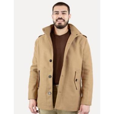 Imagem de Casaco Masculino Sobretudo Lã Casual Cáqui Tamanho:G-Masculino