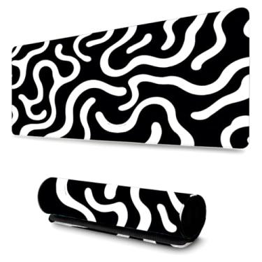 Imagem de Mouse Pad Gamer Profissional Confortável Antiderrapante Escritório e Games 90x40 - Preto e Branco