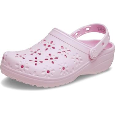 Imagem de Crocs Tamancos clássicos unissex para adultos com design floral, Leite rosa, 39