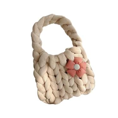 Imagem de UxicRuya Mulheres Bolsa de Crochet Saco acolchoado Bolsa Casual Versátil Decorativa macia de tecida à mão para viagens de primavera verão verão, Cáqui