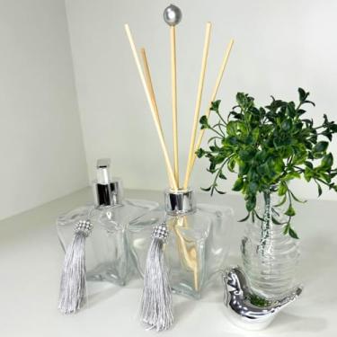 Imagem de Kit lavabo completo + Aromatizador + Porta Sabonete Líquido + Vaso Enfeite Decor Kit Varetas + Conjunto Organizador Banheiro + kit lavabo espelhado + kit difusor de aromas com varetas