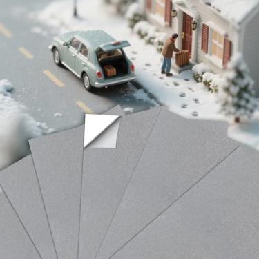 Imagem de Warmtree 6 peças de acessórios de vila, estradas e ruas, tapete de neve, tapete de tijolo de estrada de paralelepípedos para paisagem, suprimentos de diorama de papel revestido autoadesivo para modelo