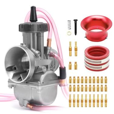 Imagem de PWK Kit de carburador de 40 mm para motocicleta, jato com filtro de ar, coletor de admissão para 400cc a 500cc Dirt Bike Pit Bike, ATV UTV, Scooter, Moto Mini Bike Go Kart (vermelho 40 mm)