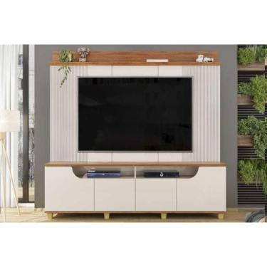 Imagem de Home p/ TV até 75 Pol Gama c/ 4 Porta 199x188cm Off White/Freijó - DJ 