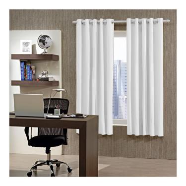 Imagem de Cortina Blackout para Varão 200X160cm PVC Ilhós Bella Janela Branca com Cinza