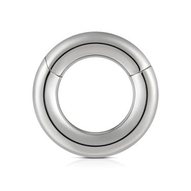 Imagem de FINE4U Argola articulada de calibre grande 6G 8G 10G 10 mm 12 mm 14 mm 16 mm - ASTM F136 clicker de titânio para septo, alongamento de lóbulo, hipoalergênico sem níquel piercing corporal joia, Titânio