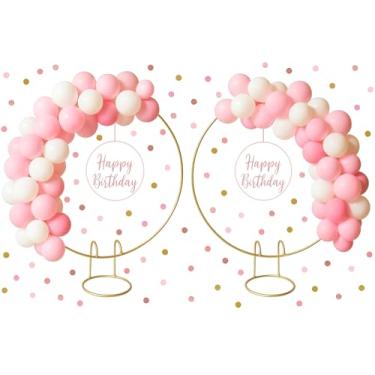 Imagem de Kit Com 2 Mini Arco De Mesa Decoração Festas Suporte Painel 50cm Estrutura Para Painel Arco Redondo (DOURADO)