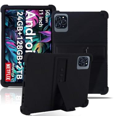 Imagem de Capa para tablet TABWEE T90/W90 de 11 polegadas, capa de proteção para tablet NOUKAJU Tablet, suporte ajustável, silicone macio, capa de proteção de silicone para TABWEE T90 (preto)