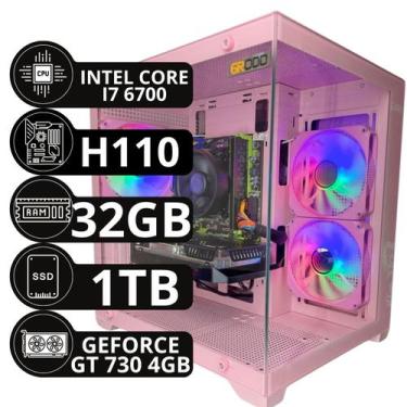 Imagem de Pc Gamer Rosa I7 6700 32gb Ddr4 Ssd 1tb Placa De Video 4gb - Option So