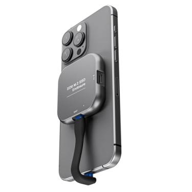 Imagem de GKEAPZA Gabinete Magnético M.2 2230 Nvme Para Iphone 15/16 Pro Max, Adaptador Usb C 3.2 Gen2 De 10 Gbps, Carregamento Pd 100 W, Capa Externa Alumínio Ssd Android/Ipad/Macbook (Quadrado Cinza)