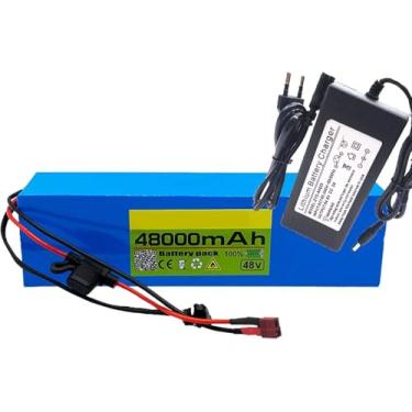 Imagem de 48v 48ah 13s3p Bateria Bateria De Lítio 48000mah Ciclomotor De Bicicleta Elétrica Bateria De íon De Lítio Elétrico Com Carregador Bateria De Alta Potência Bateria De L, 48V 48AH, T plug