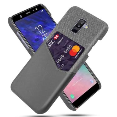 Imagem de Capa para Samsung Galaxy A6 PLUS(2018),Tela e tampa de couro PU,Anti-deslizante,Resistência à impressão digital,Caso de proteção de 360°com 1 slot de cartão atrás-Gray
