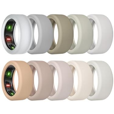Imagem de sylacor Capa de anel para Oura Ring Gen 4/Gen 3, capa protetora de anel de silicone elástico antiarranhões para homens mulheres malhando academia (10 cores-4, M (11/12/13/14/15))