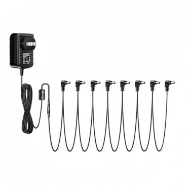 Imagem de Adaptador de pedal 9V DC 1A 1000ma ponta negativa 8 vias Daisy Chain cabos fonte de alimentação para pedais de efeito de guitarra