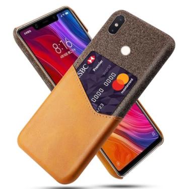 Imagem de Capa para Xiaomi Mi 8 Se,Tela e tampa de couro PU,Antideslizante,360°cobertura completa à prova de choque com 1 slot de cartão atrás,Prevenção de queda-Brown