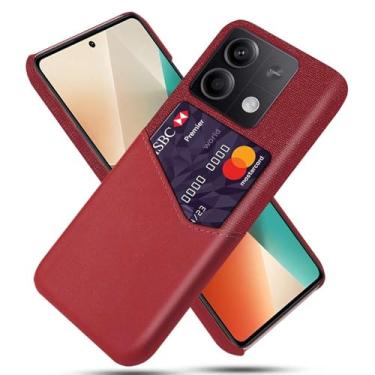 Imagem de Capa para Xiaomi Redmi Note 13,Tela e tampa de couro PU,Antideslizante,360°cobertura completa à prova de choque com 1 slot de cartão atrás,Prevenção de queda-Red