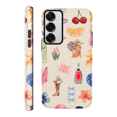 Imagem de Yomjew Linda capa de telefone com estampa de colagem de verão para Samsung Galaxy S23 5G capa de 6,1 polegadas, design de estampa de animais coquete 2 em 1, capa de telefone brilhante à prova de