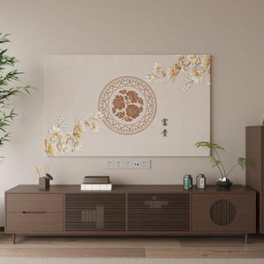 Imagem de Capa protetora contra poeira para TV de luxo leve para TV LCD LED montada na parede protetor de tela de TV macio moderno protetor de tela minimalista sala de estar decoração-flor 2||65 polegadas