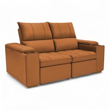 Imagem de Sofá Retrátil Reclinável 2 Lugares 1,90m Boni Veludo Terracota - Loja 