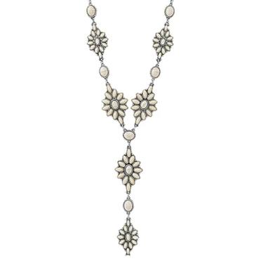 Imagem de Rosemarie & Jubalee Colar feminino vintage em Y, pedra howlita, branco natural, 61 cm com extensor de 7,6 cm, 24 Inches With 3 Inches Extender, Howlita Liga metálica, Howlita