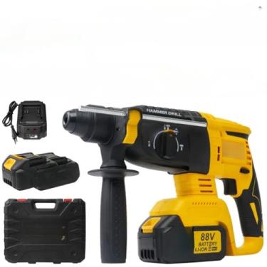 Imagem de Martelete Rompedor Profissional Furadeira Martelete 88V Recarregável Com 2 Baterias 3 Modos Operação