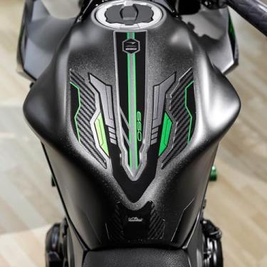 Imagem de Resin Bike Adesivos de motocicleta compatíveis com Kawasaki Z650 2024-2025. Proteção de tanque contra choques e arranhões, adesivos de resina com efeito 3D, feitos na Itália