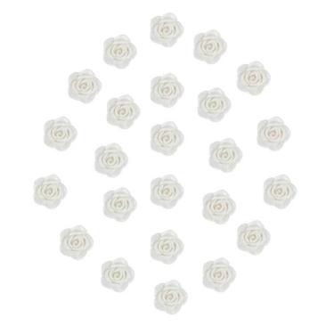 Imagem de Kit C/24 Miçangas Em Resina Flor Rosa Branca 2 Cm - Lua Mística - 100%