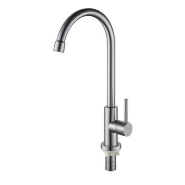 Imagem de Torneira Inox para Cozinha de Mesa e Bancada de Pia – Bico Anatômico, Alavanca Lateral e Acabamento Cromado