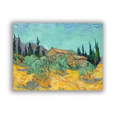 Imagem de Impressionis Picture "Cabanes de bois parmi les oliviers et cyprès "Por Vincent van Gogh Famosa arte de parede giclée impressão em tela arte moderna para sala de estar 80 x 108 cm sem moldura