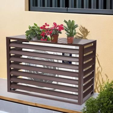 Imagem de Cerca De Ar Condicionado Para Exterior, Tela De Privacidade Ac De Liga De Alumínio, Para Todos Os Climas, Arrumação De Jardim, Proteção Contra Chuva E Sol, Brown, 110cm
