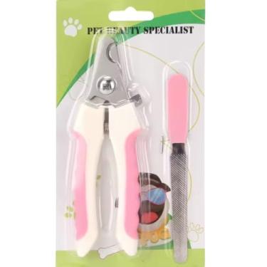 Imagem de Cortador de Unhas Pet Alicate Cachorro Gato Profissional Tamanho M ou G Premium Resistente (Kit Cortador + Lixa Rosa,G)