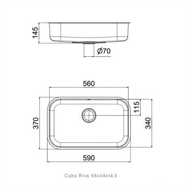 Imagem de Cuba Pia Cozinha Gourmet Pia Aço 304 Inox Embutir Docol Tamanhos, 56x3