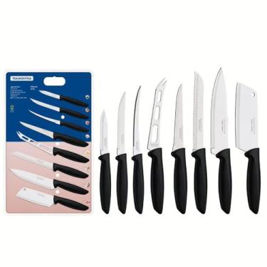 Imagem de Conjunto Kit Jogo de Facas Tramontina Plenus 8 Peças  Aço Inox com Cab