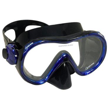 Imagem de Máscara de Mergulho Fox Fun Dive, Lente única em Silicone, Preto, Azul