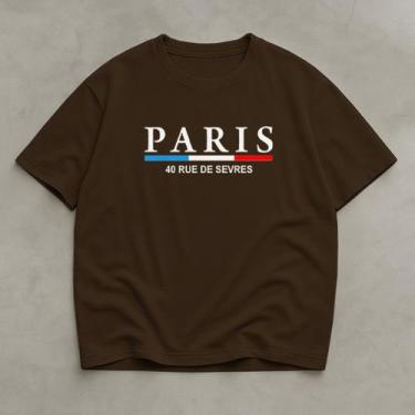 Imagem de Camiseta Branca Oversized Algodao Masculina Paris Academia - Crushed, 