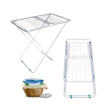 Imagem de Varal de Chão com Abas Aço Reforçado Varal Retratil para Casa Apartamento Lavanderia