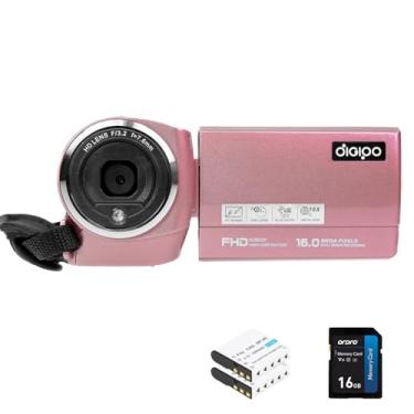 Imagem de DEGIPO Câmera De Vídeo Degipo, Filmadora Full Hd 1080P, Gravadora Vlogs Para Youtube Com Zoom Digital 18X, Tela Lcd 2,4" 30 Fps, Cartão 16 Gb, 2 Baterias