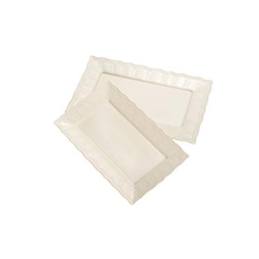 Imagem de Conjunto de 2 Pratos de Porcelana Retangular Rojemac Branco