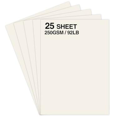 Imagem de Papel cartolina creme – 25 folhas 21,5 x 28 cm, 250 gsm/42 kg, pesado para convites, álbuns de recortes e artesanato DIY