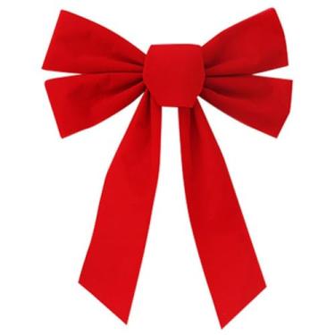 Imagem de Dzrige Laço vermelho de guirlanda de Natal laço grande de árvore de Natal para árvore de Natal, presente de festa, presente de decoração de Natal, 23 cm x 27 cm