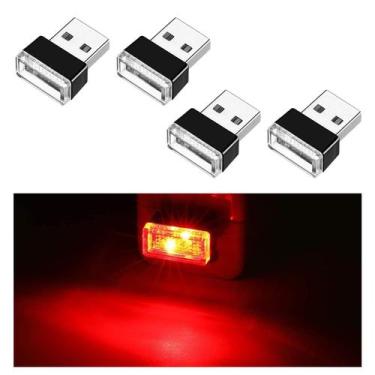 Imagem de Lâmpada de atmosfera interior de carro Ziciner USB LED 4 PCS (vermelha