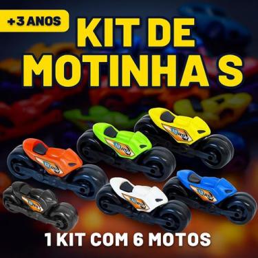 Imagem de Kit Com 6 Mini Motos Miniatura Motinho Plástico - Bs Toys
