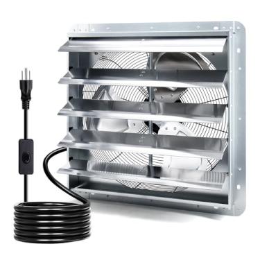 Imagem de Criditpid Exaustor de obturador montado na parede de 50 cm com interruptor ON/OFF, motor de cobre puro de alta velocidade e baixo ruído, exaustor de parede para frontão, galpão, garagem, estufa