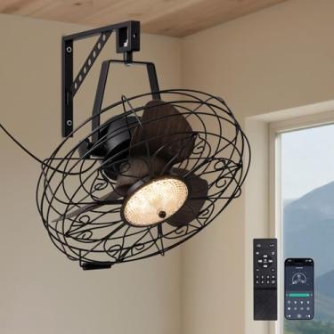 Imagem de CROSSIO Ventilador de montagem na parede de 50 cm, temperatura de cor ajustável e brilho, ventilador de parede de 6 velocidades, plugue de inclinação ajustável de 360° em ventilador de teto para casa