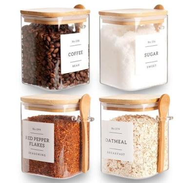 Imagem de Conjunto de jarras de vidro CZZGSM Square 800mL com tampa de bambu e c