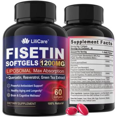 Imagem de Suplemento LILICARE Fisetina 1200 mg com quercetina, resveratrol