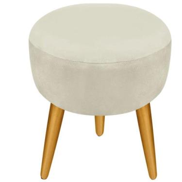 Imagem de Puff Pufinho Puf Redondo Pés Palito Suede Bege Recepção Sala Quarto - 